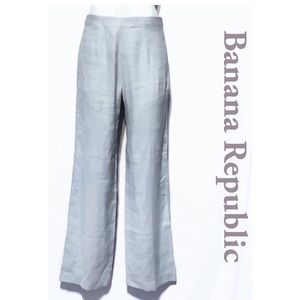 Banana Republic Blue Gray Linen Blend Slacks Sz 8